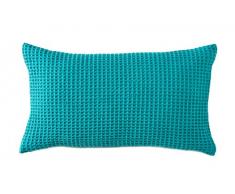 Blanc des Vosges Electre Housse et Coussin Coton Turquoise 30 x 50 cm