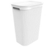 Rotho Brisen Panier à Linge en Plastique avec Couvercle Anthracite 50 l, Plastique (PP) sans BPA, Mistletoe Blanc, 50 Liter (43,1 x 34 x 52,9 cm)