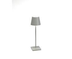 Zafferano Poldina - Lampe de Bureau sans Fil, Veilleuse Rechargeable, Lampe à Poser Rechargeable, Protection élevé IP54, Aluminium Peint, Source Lumineuse LED, 9 Heures dAutonomie - Vert Cendré