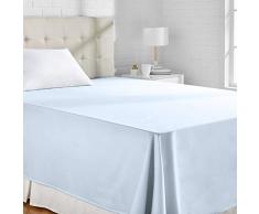 AmazonBasics 400TC Coton Sateen Infroissables Drap plane, 180 x 260 + 10 cm - Bleu fumÃ©e