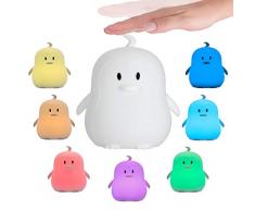 Pauleen 480.42 48042 Good Night Penguin Veilleuse Pingouin pr Batterie LED Lampe Chambre denfant avec Changement Couleur, en Silicone sans BPA