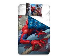 AYMAX S.P.R.L Spiderman Housse de Couette réversible avec Taie doreiller, Microfibre, Rouge, 200x140 cm