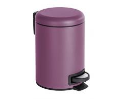 Wenko 22144100 Léman Poubelle Cosmétique à Pédale Acier Inoxydable Violet 17 x 25 x 22,5 cm 3 L