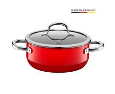 Silit 2101297031 Faitout Bas avec Couvercle, Ãmail, Rouge, 20 cm