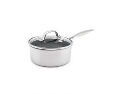 GreenPan Venice Bi-Ply 18 cm Casserole, 100% Sans PFOA/PFA, Revêtement Antiadhésif Sain en Céramique, Pour Induction/Four/Lave-Vaiselle, Acier Inoxydable