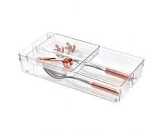 InterDesign 63930EU Linus Tiroir de Rangement Ã 2 Niveaux Rangement pour Couverts Ustensiles CosmÃ©tiques Fournitures de Bureau Transparent