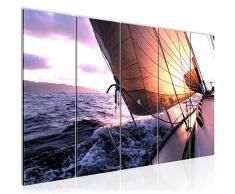 Tableau decoration murale Bateau Ã eau 200 x 80 cm - XXL Impression sur Toile Salon Appartment 5 Parties - prÃªt Ã accrocher - 600955a