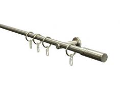 GARDINIA Kit de tringle à rideau Sigma, Ensemble complet avec matériel de fixation inclus, Longueur: 120 cm, Métal, Effet inox