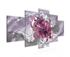 Tableau decoration murale Lys de Fleurs - XXL Impression sur Toile Salon Appartment 5 Parties - prêt à accrocher - 016253a