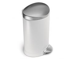 Simplehuman CW1835CB Poubelle à Pédale Demi-Lune Acier Blanc 23,6 x 22,6 x 34,5 cm
