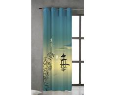 Tsuki Zen Rideau avec Åillets métalliques Motif Japonais 150 x 260 cm