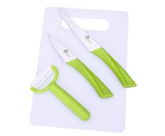 Pradel Excellence - 7417 - Planche à Découper Polypropylène + 2 Couteaux et 1 Eplucheur, Manche Vert Anis