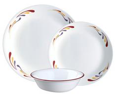 CORELLE Lot de 12 Sets de Table Vitrelle en Verre rÃ©sistant aux Ã©brÃ©chures et aux cassures, Winter Frost, Verre, Rouge/Violet/Jaune, 12-Piece
