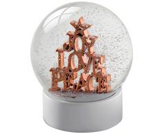 WeRChristmas Décoration 11 cm Joy Love Peace Boule de Neige Décoration de Noël, Or Rose, Multicolore