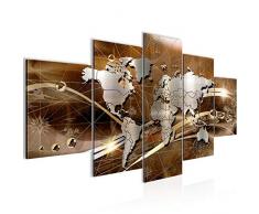 Tableau decoration murale Carte du monde - XXL Impression sur Toile Salon Appartment 5 Parties - prêt à accrocher - 106853b