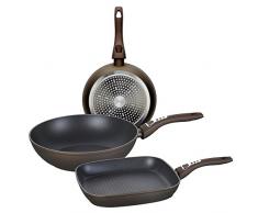 Tognana diamantea Set Grill Poêle et Wok, Aluminium, Bronze, 3 unités