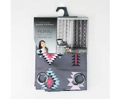 douceur dintÃ©rieur rideau a oeillets 140x260 cm polyester indila anthracite/menthe