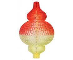 Papier Fantasies Forme Lanterne Nid dabeille Décoration, Style Moderne, Corail, Ivoire/Blanc avec Vient de lintérieur