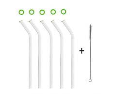 KOCH Paille en verre, courbée, citron vert, avec pinceau, Lot de 5