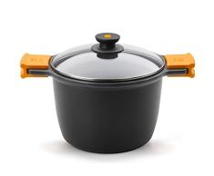 Bra EFFICIENT - Grande marmite avec Couvercle en Verre et anses en Silicone, 24 cm