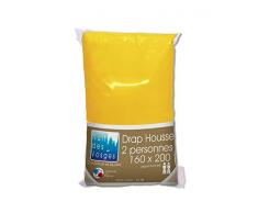 Nuit des Vosges 2100433 Cotoval Drap Housse Uni Coton Jaune 160 x 200 cm