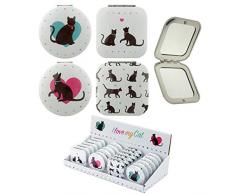 Puckator Miroir Compact avec Motif Chat - Mixte - Hauteur 6,5 cm - Profondeur 1 cm