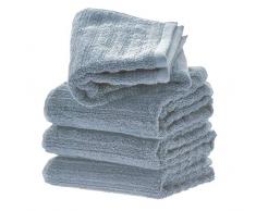 iDesign ensemble serviettes de bain (lot de 4), petits draps de bain rayés en coton, serviettes de toilette douces & absorbantes avec accroches pour lavabo ou WC invités, bleu fumé