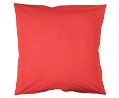 Douceur dIntérieur LINA Taie doreiller Volant Plat Coton Corail 63 x 63 cm