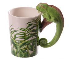 Puckator SMUG75 Mug cÃ©ramique avec Anse-Design camÃ©lÃ©on, Vert/Blanc