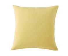Blanc des Vosges Uni Jersey Taie Coton Citron 65 x 65 cm