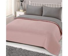 Brentfords Parure de lit rÃ©versible Gris Simple Rose
