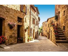 Walplus panoramique Italien Old Street Stickers muraux, Vinyle, Multicolore, 7.5Â x 93.5Â x 7.5Â cm