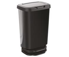 M-Home | PLS8160-01 Poubelle à Pédale | JIVE 40L | Plastique Noir Métal | 39 x 29 x 63.5 cm