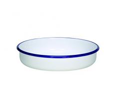 KRÃGER Karl 442 F/24/B Bol Rond Husum Diamètre 24 cm Bol Rond Acier Inoxydable, Blanc avec Bordure Bleue, 24 x 5 cm