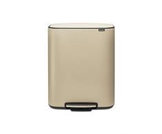 Brabantia - 211423 - Poubelle Ã pÃ©dale Bo, avec 1 seau intÃ©rieur, 60L - Mineral Golden Beach