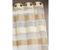 Home Maison HM6904298 Voilage Ã Rayures Horizontales Jacquard Polyester Beige 140 x 240 cm
