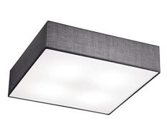 TRIO, Plafonnier, Embassy 4xE27, max.60,0 W Tissu, Gris, Corps: metal, Nickel mat L:50,0cm, L:50,0cm, H:17,0cm IP20