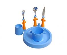 Rivadossi Trebimbi Puppets Club Service de table enfant Gobelet, assiette, coquetier, couverts Bleu