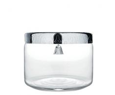Alessi Mw29 Dressed Boîte à Biscuits en Verre, Couvercle en Acier Inoxydable 18/10 Brillant avec Clochette et Décoration en Relief