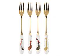Portmeirion Home & Gifts SMGE1102-XG Lot de 4 fourchettes Ã dessert Blanc/dorÃ©