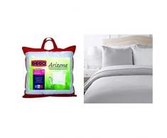 Dodo Arizona Lot de 2 Oreillers Polyester Blanc 60 x 60 cm & AmazonBasics Parure de lit avec Housse de Couette en Microfibre, Gris Clair, 240 x 220 cm