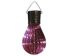 Galix 5516 LED Lampion Solaire Ampoule Verre Transparent/Rouge 195/130 x 68 cm