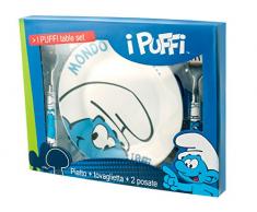 Home Schtroumpfs Set Assiette avec 2 Couverts, MÃ©lamine, Multicouleurs, 4 PiÃ¨ces