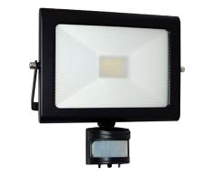 Tibelec 350420 Projecteur noir LED extra plat avec dÃ©tecteur de mouvement 32W 2060 lumens - non cÃ¢blÃ© garantie 5 ans, Aluminium, 32 W, Blanc, 220x70x215mm