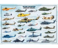 Empire 536600 Poster éducatif hélicoptères Militaires avec indications en Langue Anglaise 98 x 68 cm