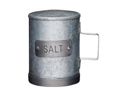 KitchenCraft Salière de cuisine en acier galvanisé de style industriel vintage, métal, 10 cm