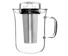 QDO 5676509BK Tasse et Infuseur à Thé, Verre, Noir, 400 ML