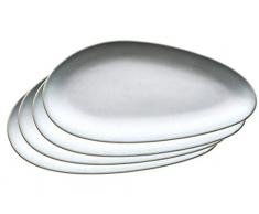 Mäser Série Il Lago - Lot de 4 assiettes en céramique pour 4 personnes - Bleu clair Set de 4 plaques bleu clair