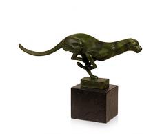 Arte Dal Mondo SA285 Jaguar en Pleine Course Sculpture Moderne en Bronze patinÃ© avec Base en marbre, 19x30x8 cm