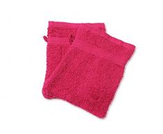 Soleil dOcre 421045 Lot de 2 Gants de Toilette Coton Rose/Framboise 16 x 21 cm